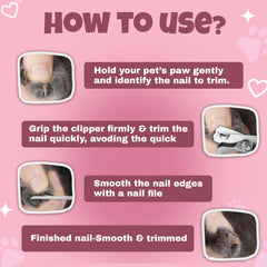 Petoska Nail Cutter with Filer for Dogs and Cats - Pink