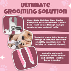 Petoska Nail Cutter with Filer for Dogs and Cats - Pink