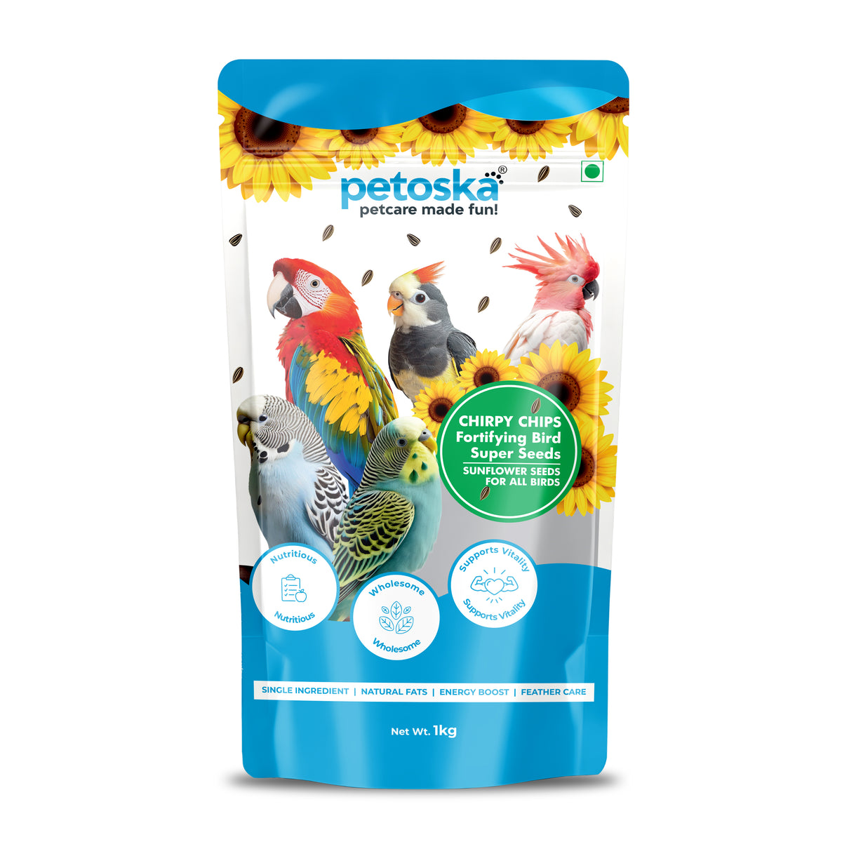 Petoska - Chirpy Chips Sunflower Seeds for All Birds (1 Kg)