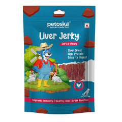 Petoska Chicken Liver Jerky Dog Treats, High-Protein & Dental-Friendly, 100gms