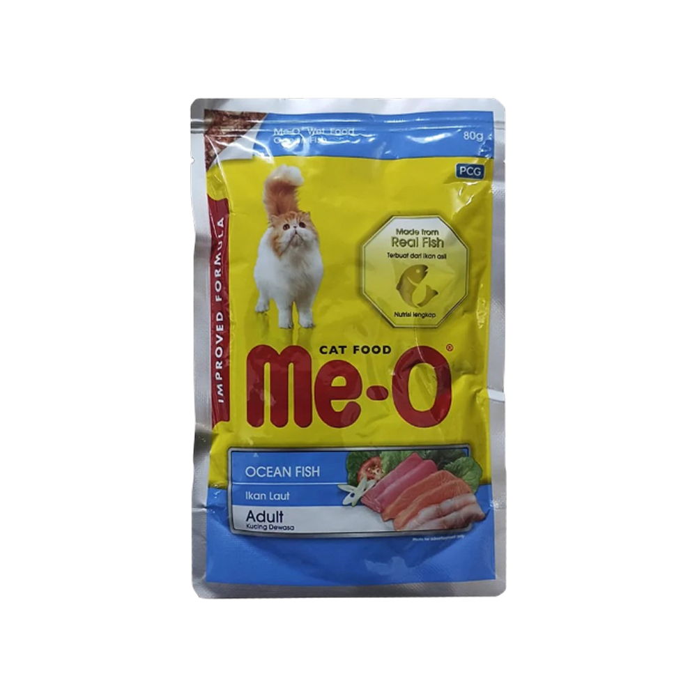 Me-O Adult Wet Cat Food, Ocean Fish in Jelly, Complete and Balanced Nutrition 80g Pouch
