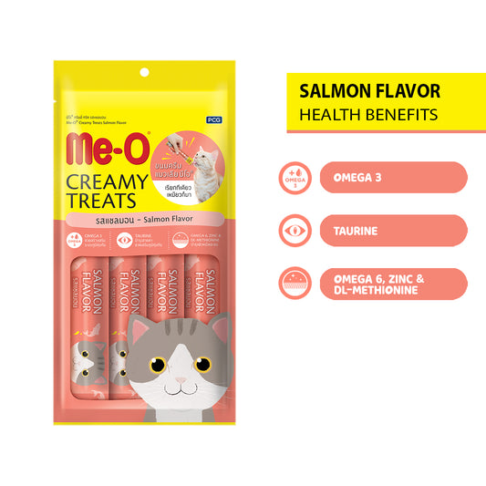 Me-O Adult Salmon Flavour Creamy Cat Treat, 60 g Pack