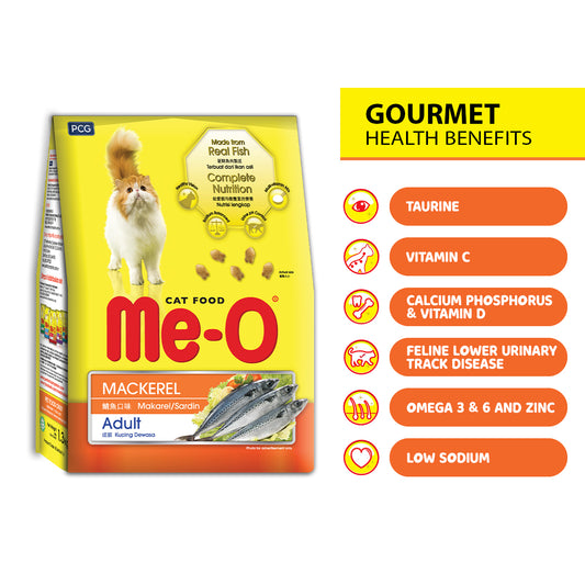 Me-O Mackerel Flavour Adult Dry Cat Food for Cats, 3kg Pack