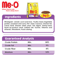 Me-O Adult Dry Cat Food for Cats 1+ Year, Seafood Flavor, 1.2kg Pack