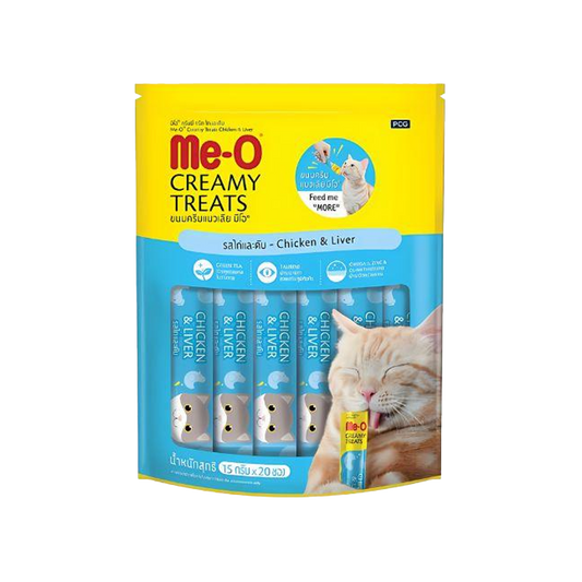 Me-O Creamy Cat Treat, Chicken and Liver Flavour, Soft and Creamy Snack, 20 Pieces