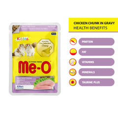 Me-O Kitten Wet Cat Food, Chicken Chunks in Gravy, Complete and Balanced Nutrition, 80g Pouch