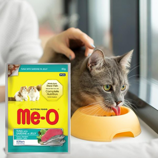 Me-O Tuna and Sardine in Jelly Kitten Wet Cat Food, 6 × 80 g Pouches (480 g) | 5 + 1 Free Pack
