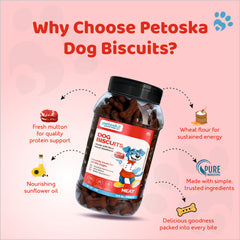 Petoska Dog Biscuits - Meat 500g