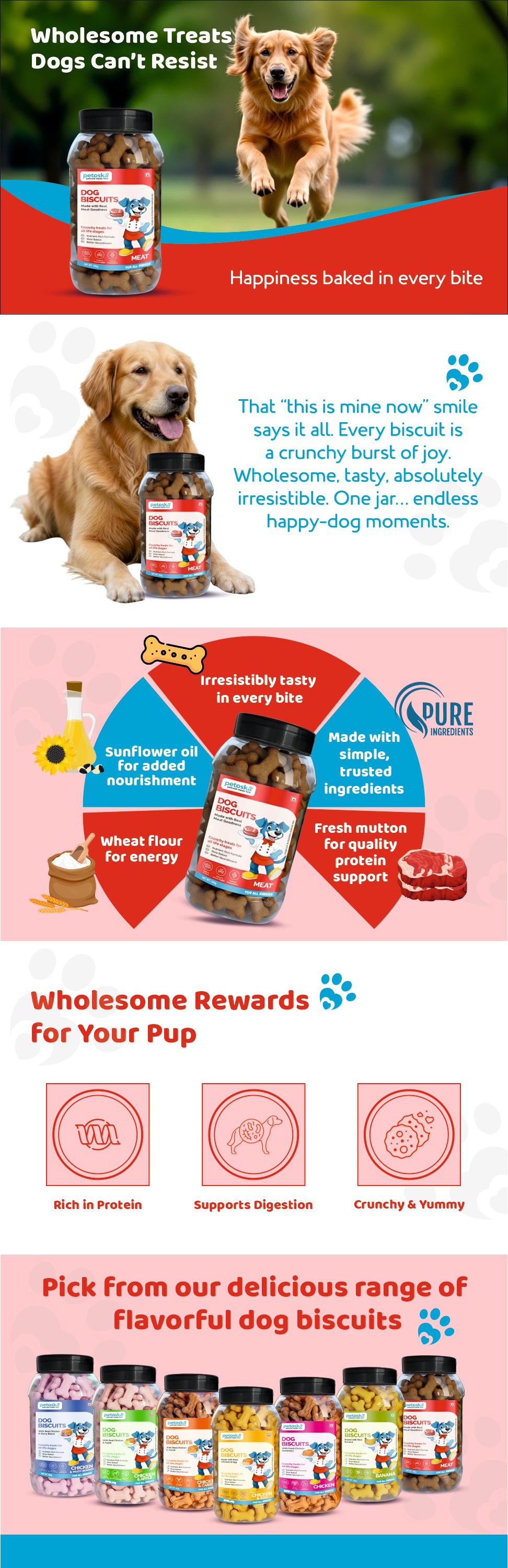 Dog Biscuits Meat Slow-Baked Protein Treats (500g)