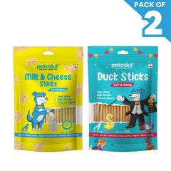 Petoska Dog Treat Milk Cheese & Duck Sticks 100gm - Pack Of 2