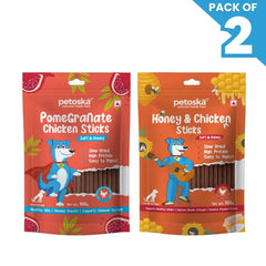Petoska Dog Treat Pomegranate & Chicken Honey Sticks 100gm - Pack Of 2