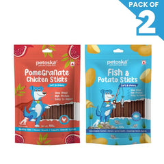 Petoska Dog Treat Pomegranate & Potato Fish Sticks 100gm - Pack Of 2