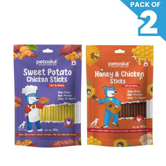 Petoska Dog Treat Sweet Potato & Chicken Honey Sticks 100gm - Pack Of 2