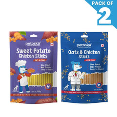 Petoska Dog Treat Sweet Potato & Chicken Oats Sticks 100gm - Pack Of 2