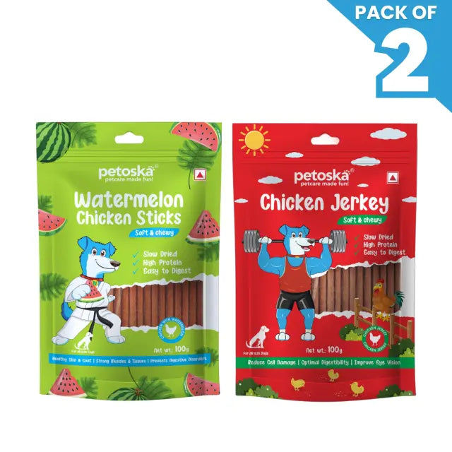 Petoska Dog Treat Watermelon & Chicken Jerky 100gm - Pack Of 2