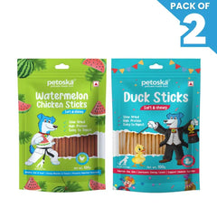Petoska Dog Treat Watermelon & Duck Sticks 100gm - Pack Of 2