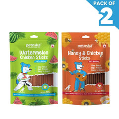 Petoska Dog Treat Watermelon & Chicken Honey Sticks 100gm - Pack Of 2