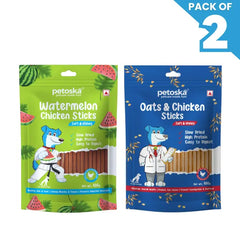 Petoska Dog Treat Watermelon & Chicken Oats Sticks 100gm - Pack Of 2