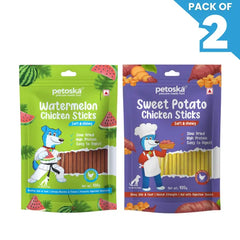 Petoska Dog Treat Watermelon & Sweet Potato Chicken Sticks 100gm - Pack Of 2