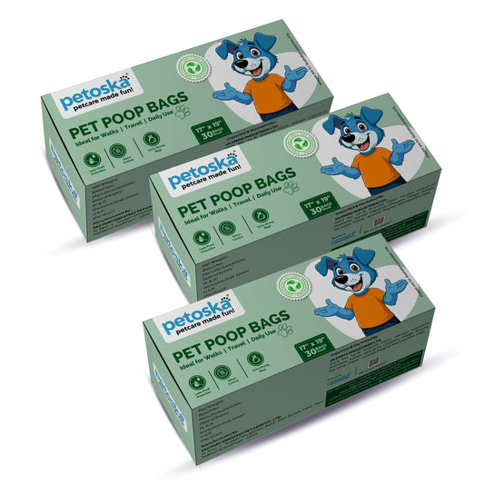 Petoska - Biodegradable Poop Bags for Dogs & Cats (Pack of 3 )