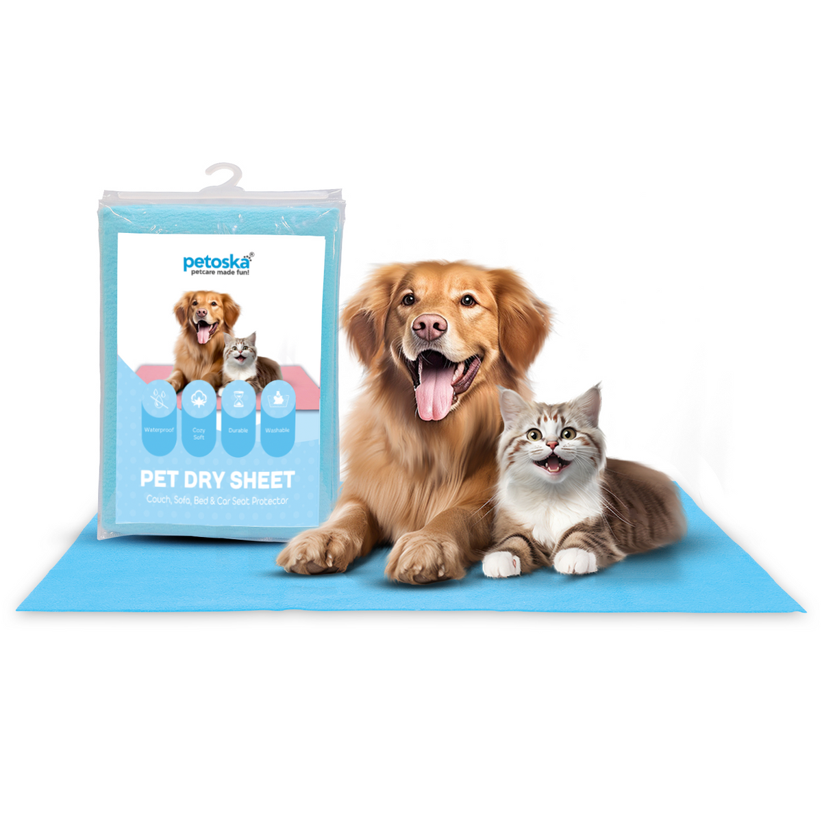 Petoska Waterproof Reusable Washable Pee Pads & Pet Dry Sheet Peacock Blue - Pack Of 1