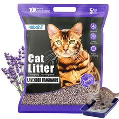 Petoska Bentonite Cat Litter Lavender Fragrance Rapid Clumping & Odor Control-5kg