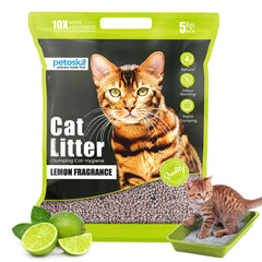 Petoska Bentonite Cat Litter Lemon Fragrance Rapid Clumping & Odor Control-5kg