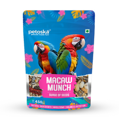 Petoska Macaw Munch Natural Seeds Mix for Macaw Parrot, Blend for Healthy Diet & Active Birds 450gms