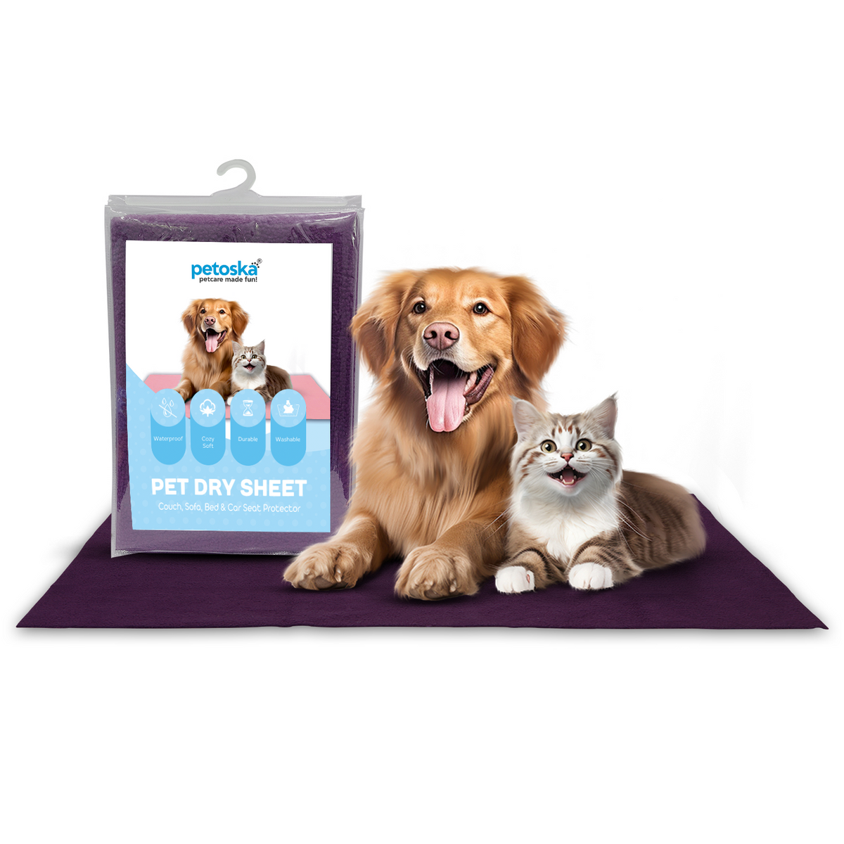 Petoska Waterproof Reusable Washable Pee Pads & Pet Dry Sheet Plum -  Pack Of 1