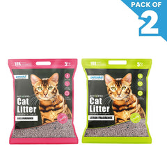 Petoska Activated Cat Litter Quick Clumping Low Dust & Odor Locking for Cats - Rose & Lemon (Pack of 2)