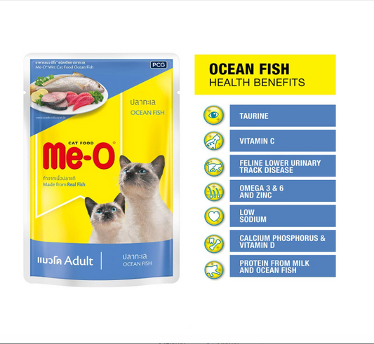 Me-O Adult Ocean Fish Flavour Wet Cat Food, 80 g (Pack of 12 Pouches)