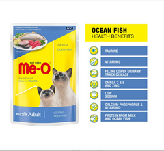 Me-O Adult Ocean Fish Flavour Wet Cat Food, 80 g (Pack of 12 Pouches)