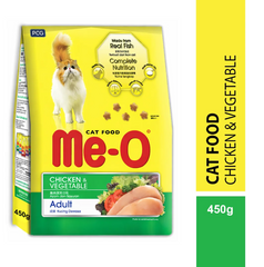Me-O Adult Dry Cat Food, Chicken and Vegetables Flavour, Complete and Balanced Nutrition, 450g Pack