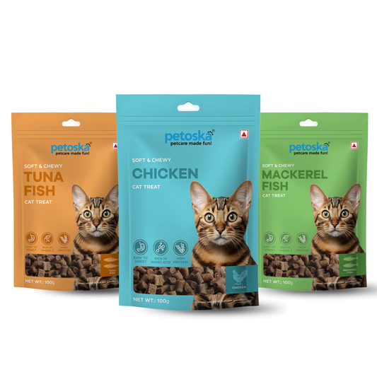 Petoska Cat Treats Combo – Chicken, Mackerel & Tuna (Pack of 3)