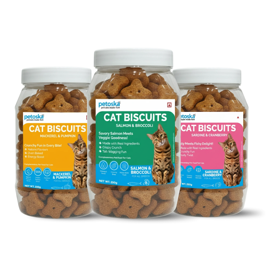Petoska Cat Biscuits Combo – Salmon, Mackerel & Sardine