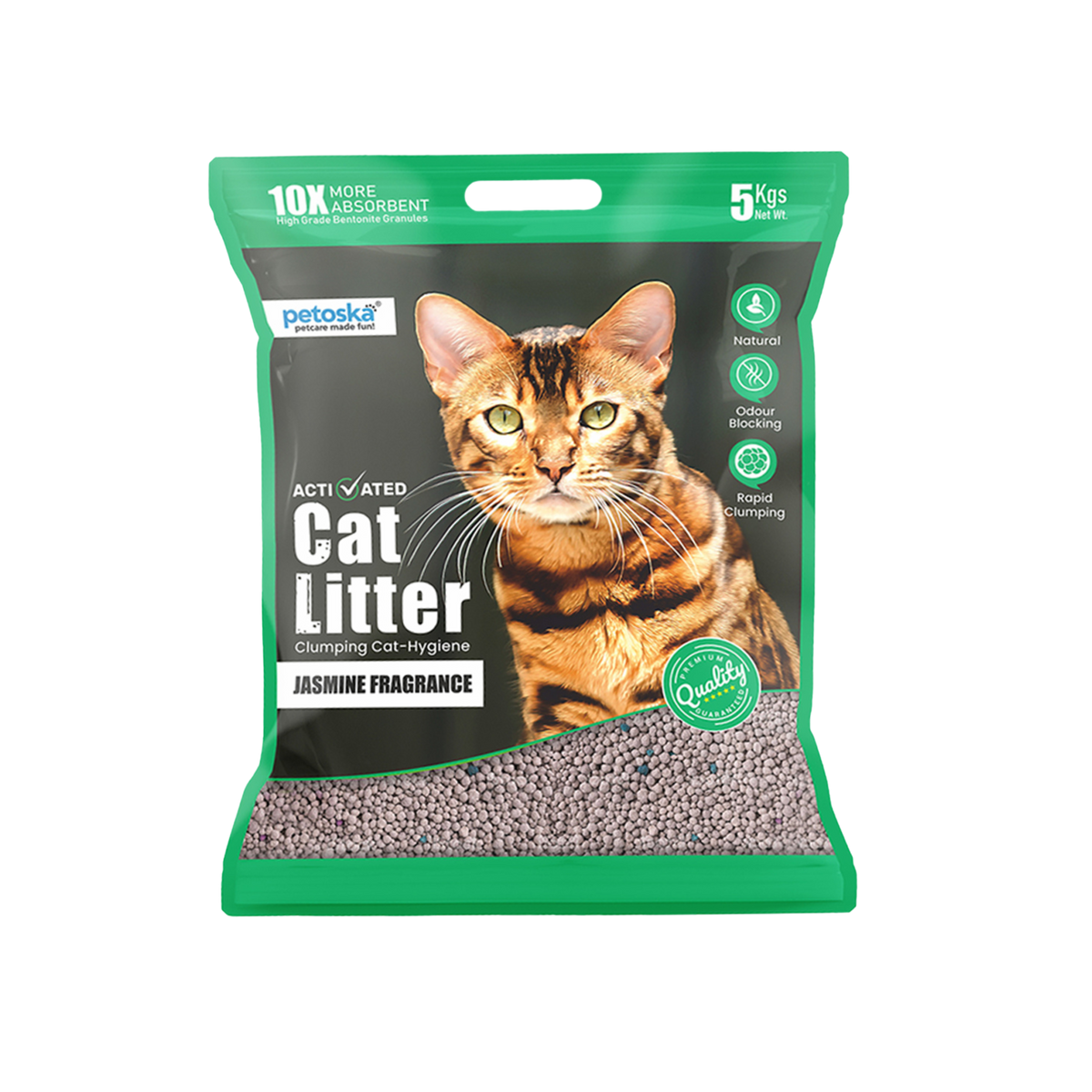 Petoska Bentonite Cat Litter Jasmine Fragrance Rapid Clumping & Odor Control-5kg