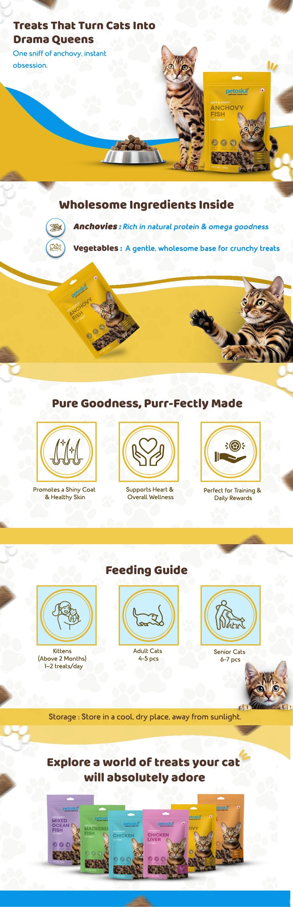 Petoska Anchovy Fish Cat Treat- 100gms