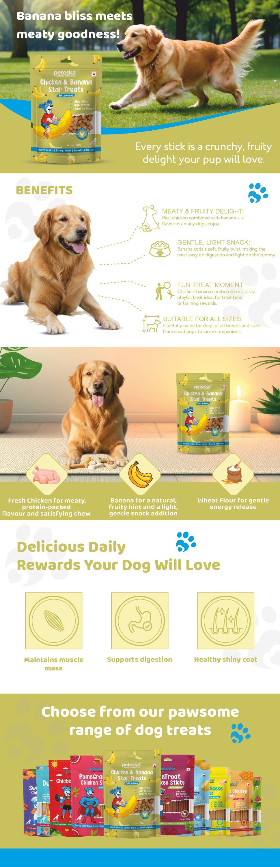 Petoska Dog Treats – Chicken Banana Dog 100g