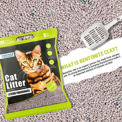 Petoska Bentonite Cat Litter Lemon Fragrance Rapid Clumping & Odor Control-5kg