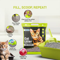 Petoska Bentonite Cat Litter Lemon Fragrance Rapid Clumping & Odor Control-5kg