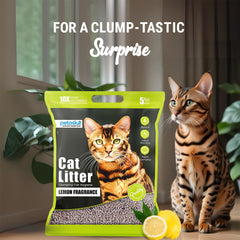 Petoska Bentonite Cat Litter Lemon Fragrance Rapid Clumping & Odor Control-5kg