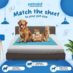 Petoska Waterproof Reusable Washable Dog & Cat Pee Pads & Pet Dry Sheet Peacock Blue & Orange - Pack Of 2
