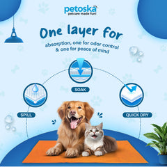 Petoska Waterproof Reusable Washable Pee Pads & Pet Dry Sheet Orange - Pack Of 1