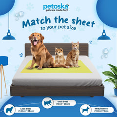 Petoska Waterproof Reusable Washable Dog & Cat Pee Pads & Pet Dry Sheet Yellow-Large Size (Pack Of 2).