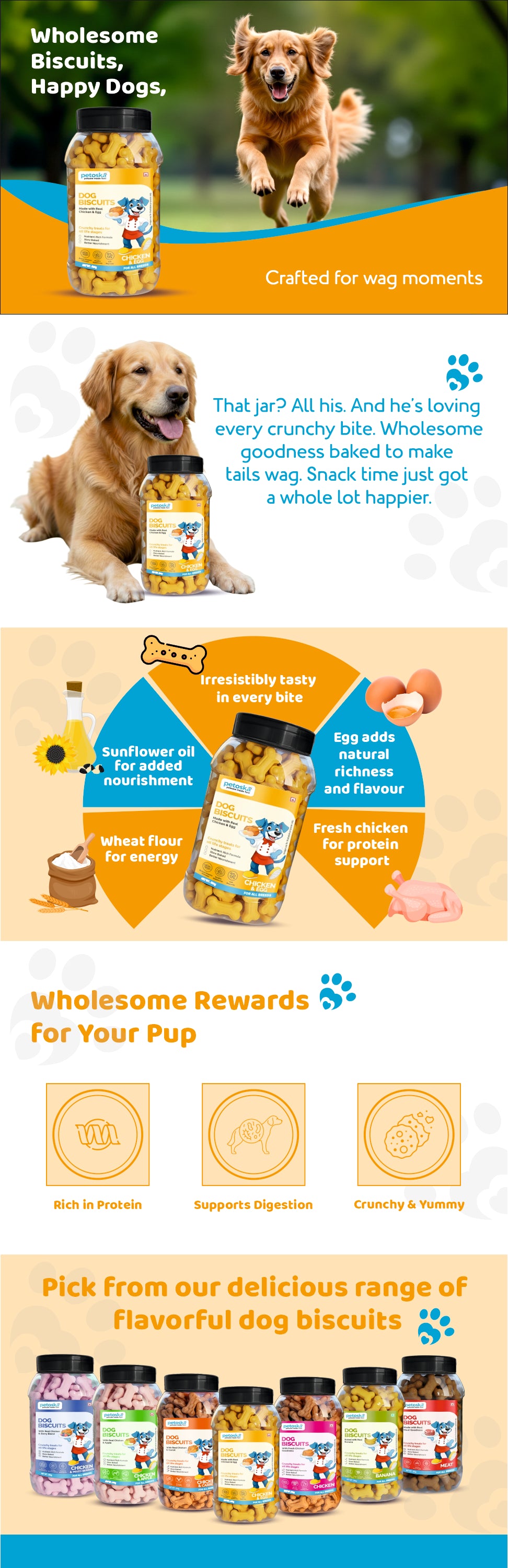 Dog Biscuits Chicken & Egg Protein-Rich Treats (500gms)