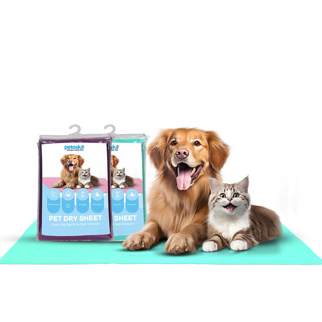 Petoska Waterproof Reusable Washable Dog & Cat Pee Pads & Pet Dry Sheet Green & Plum - Pack Of 2