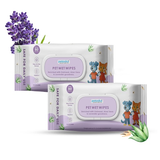 Petoska Pet Wet Wipes-80 Pulls-15x20cm Pack Of 2