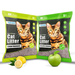 Petoska Activated Cat Litter Quick Clumping Low Dust & Odor Locking for Cats, Lemon & Green Apple, (2 Packs of 5Kg)