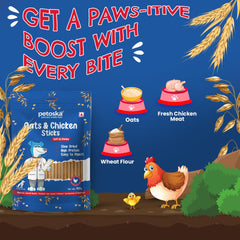 Petoska Chicken Oats Dog Treats | Digestive Health Sticks – 100gms