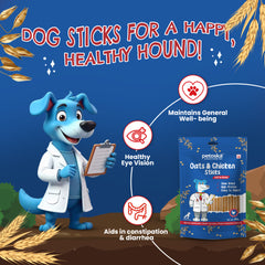 Petoska Chicken Oats Sticks Vitamin & Mineral Packed Snack for Pets Promotes Digestive Health, 100g Each - Pack Of 10.